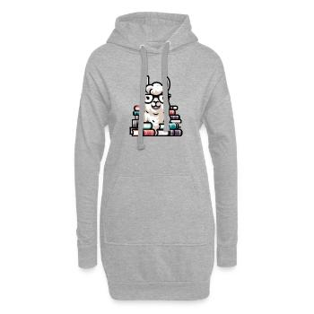 Bücherwurm Lama: Das literarische Alpaka - Hoodie-Kleid - Grau meliert - Vorne