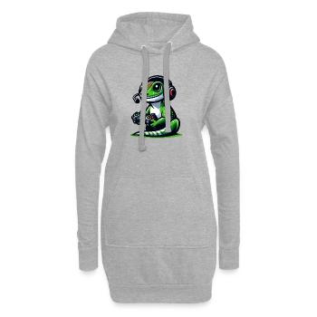 Gecko Gamer: Den Joystick-Dschungel meistern - Hoodie-Kleid - Grau meliert - Vorne