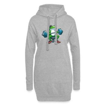 Starker Frosch Workout Hanteltraining - Hoodie-Kleid - Grau meliert - Vorne