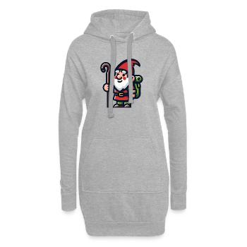 Wandernder Gnom: Der bahnbrechende Reisende - Hoodie-Kleid - Grau meliert - Vorne