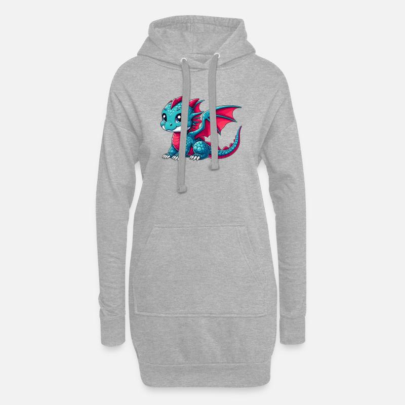 Drache - Hoodie-Kleid - Grau meliert
