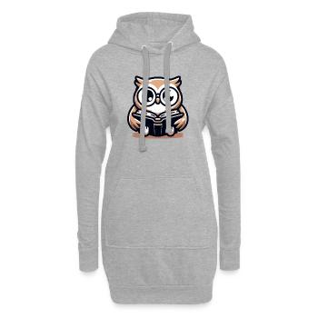 Weiser Eulenleser-Buch-Talisman - Hoodie-Kleid - Grau meliert - Vorne