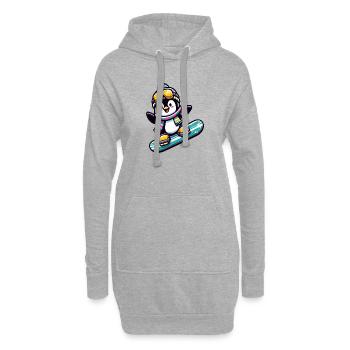 Snowboard Star: Der gleitende Pinguin - Hoodie-Kleid - Grau meliert - Vorne