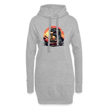 Lustig Dinosaurier Ramen Nudeln Japan Dino Vintage - Hoodie-Kleid - Grau meliert - Vorne