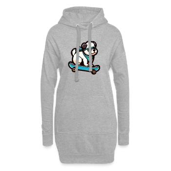Pup on Wheels : le chien de skateboard - Sweat-shirt à capuche long Femme - gris chiné - Devant