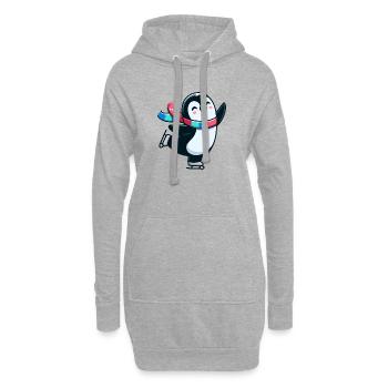 Winterwalzer-Pinguin: Die eisige Tänzerin - Hoodie-Kleid - Grau meliert - Vorne