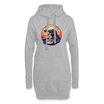 Drôle de nouilles ramen crocodile alligator japonais - Sweat-shirt à capuche long Femme - gris chiné - Devant