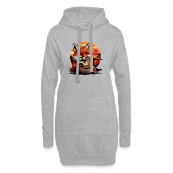Fuchs Ramen Nudeln Japan Vintage Retro Füchse - Hoodie-Kleid - Grau meliert - Vorne