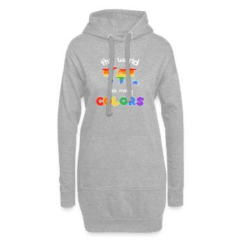 Regenbogenweltkarte der Vielfalt - Hoodie-Kleid - Grau meliert - Vorne