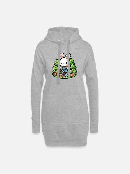 Erntetrichter: Der Gartenhase - Hoodie-Kleid - Grau meliert