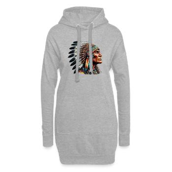 Amérindien Peau rouge d’Amérique - Sweat-shirt à capuche long Femme - gris chiné - Devant