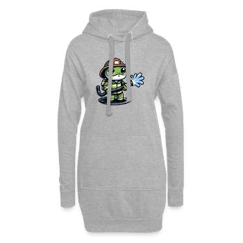 Feuerwehrmann Ribbit: Der tapfere Teichverteidiger - Hoodie-Kleid - Grau meliert - Vorne