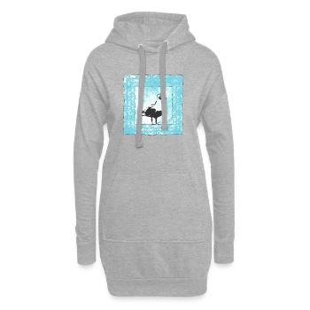 Abstrakter Möwen-Stempel im Wasserfarbenstil - Hoodie-Kleid - Grau meliert - Vorne