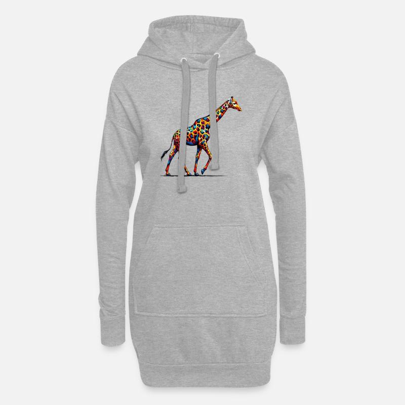 Giraffe - Hoodie-Kleid - Grau meliert