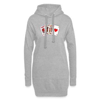 Valet Dame Roi As - Sweat-shirt à capuche long Femme - gris chiné - Devant