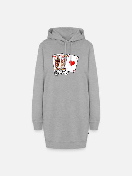 Karten und Würfel - Hoodie-Kleid - Grau meliert