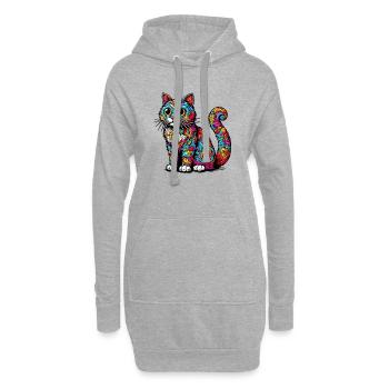 Chat - Sweat-shirt à capuche long Femme - gris chiné - Devant