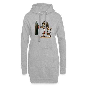 Punchline King : Le Lion de la boxe - Sweat-shirt à capuche long Femme - gris chiné - Devant