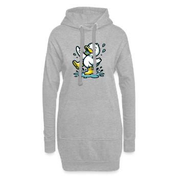 Splashy Quacker: Die Pfützenhüpfende Ente - Hoodie-Kleid - Grau meliert - Vorne