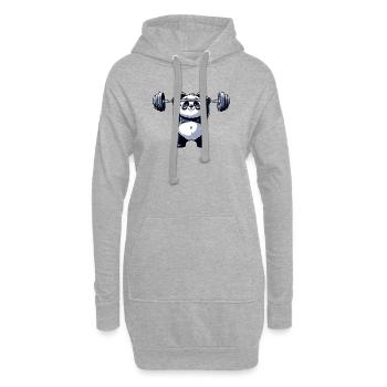 Cooler Panda Hantel Gewichtheber Fitness - Hoodie-Kleid - Grau meliert - Vorne