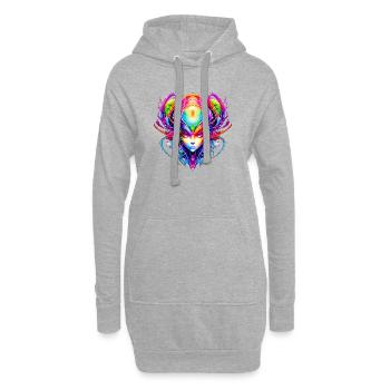 Colorful Alien Head - Hoodie Dress - heather grey - Front