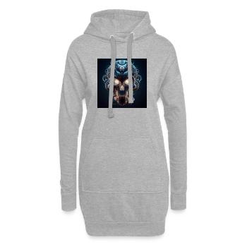 Crâne fusionné avec serpent 3D - Sweat-shirt à capuche long Femme - gris chiné - Devant