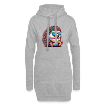 Hérisson avec lunettes de soleil - Sweat-shirt à capuche long Femme - gris chiné - Devant