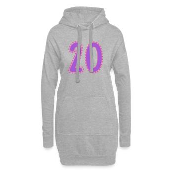 20. 20 ANS. 20e ANNIVERSAIRE. ANNIVERSAIRE 20 ANS. - Sweat-shirt à capuche long Femme - gris chiné - Devant
