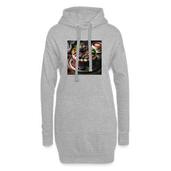 Gâteau au chocolat et aux fruits rouges - Sweat-shirt à capuche long Femme - gris chiné - Devant