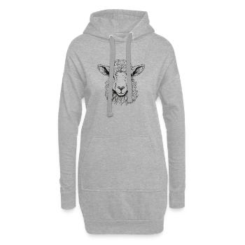 Lamm Portrait - Hoodie-Kleid - Grau meliert - Vorne