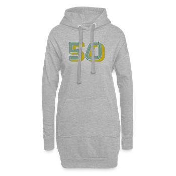 50. 50 ANS. 50e ANNIVERSAIRE. ANNIVERSAIRE 50 ANS. - Sweat-shirt à capuche long Femme - gris chiné - Devant