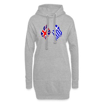 Flagge England, Flagge Griechenland - Hoodie-Kleid - Grau meliert - Vorne