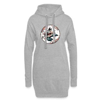 Chat avec kimono en position de combat de kung-fu - Sweat-shirt à capuche long Femme - gris chiné - Devant