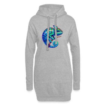 Caméléon - Sweat-shirt à capuche long Femme - gris chiné - Devant