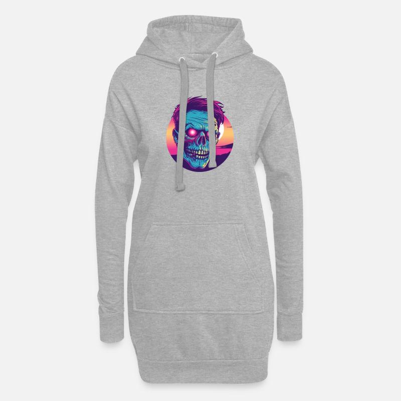 Zombie synthwave 2 - Sweat-shirt à capuche long Femme - gris chiné