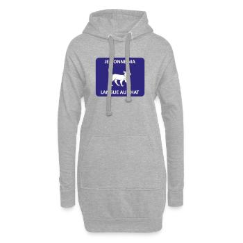 Ich gebe der Katze meine Zunge - Hoodie-Kleid - Grau meliert - Vorne