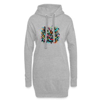 dynamische Graffiti-Illustration Urban Art - Hoodie-Kleid - Grau meliert - Vorne