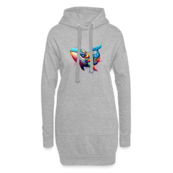 Motif vif d’une baleine dans la technique du graffiti - Sweat-shirt à capuche long Femme - gris chiné - Devant