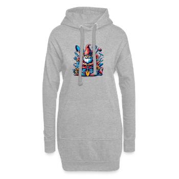 Nain de jardin coloré et sinistre avec des fleurs et des outils - Sweat-shirt à capuche long Femme - gris chiné - Devant