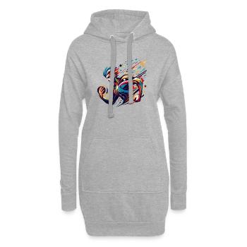 futuristischer Athlet in lebhaften Farben - Hoodie-Kleid - Grau meliert - Vorne