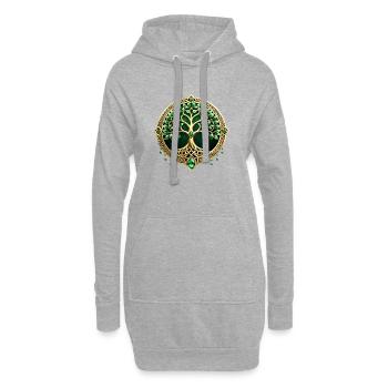 Der Baum des Lebens mit keltischen Ästen. - Hoodie-Kleid - Grau meliert - Vorne