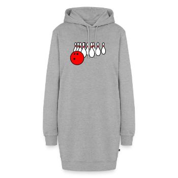 Bowlingkugel mit Pins - Hoodie-Kleid - Grau meliert - Vorne
