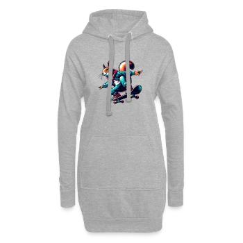 cooles Eichhörnchen auf einem Skateboard - Hoodie-Kleid - Grau meliert - Vorne