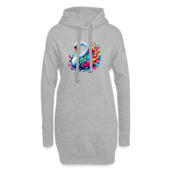 Cygne - Sweat-shirt à capuche long Femme - gris chiné - Devant