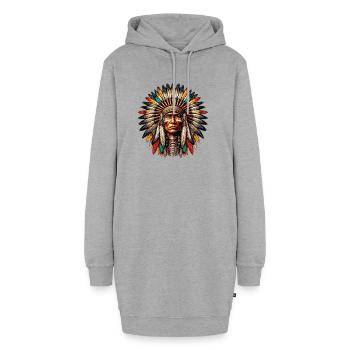 Peau rouge amérindienne américaine - Sweat-shirt à capuche long Femme - gris chiné - Devant