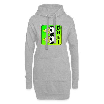 3. Kindergeburtstag - ZAHL 3 - DREI FUßBALL - Hoodie-Kleid - Grau meliert - Vorne