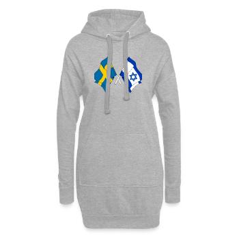 Flagge Schweden, Flagge Israel - Hoodie-Kleid - Grau meliert - Vorne