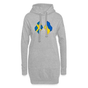 Flagge Schweden, Flagge Ukraine - Hoodie-Kleid - Grau meliert - Vorne