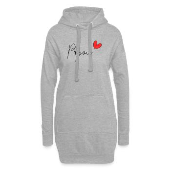 PAPOU. PAPA. FÊTE DES PÈRES. BONNE FÊTE PAPA - Sweat-shirt à capuche long Femme - gris chiné - Devant