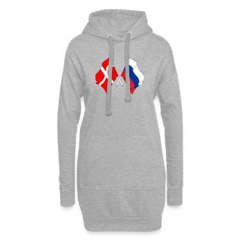 Drapeau Danemark, drapeau Russie - Sweat-shirt à capuche long Femme - gris chiné - Devant